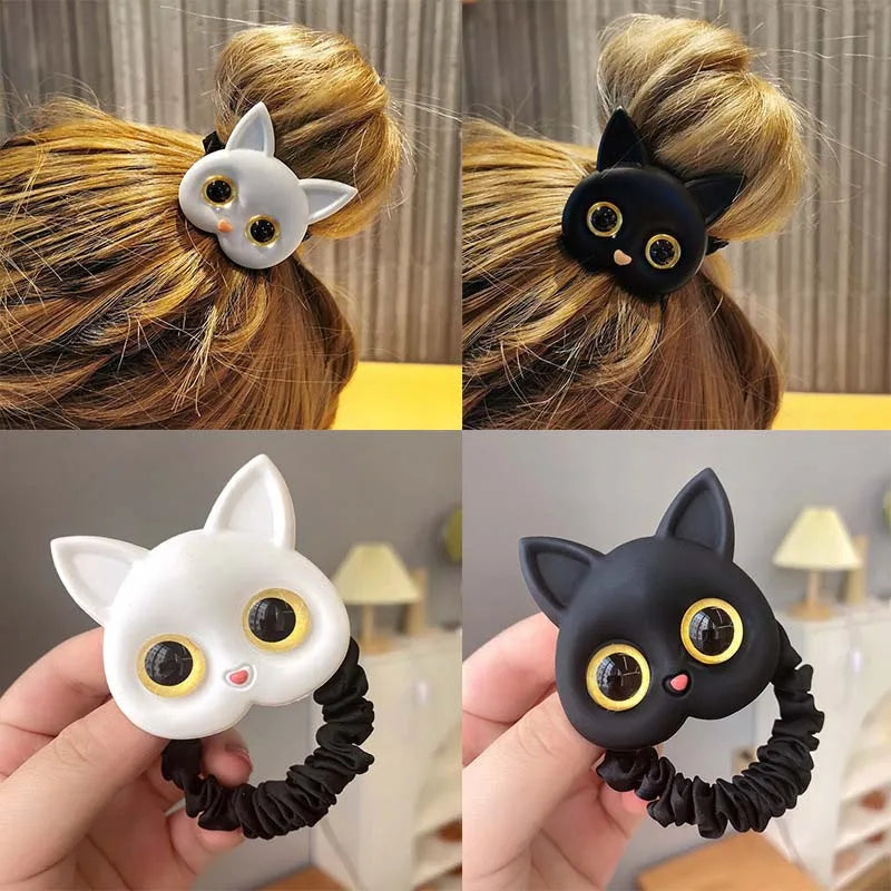 Faixa de Cabelo Infantil Elástica com Gato Fofo