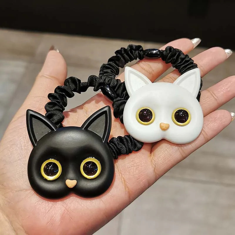 Faixa de Cabelo Infantil Elástica com Gato Fofo