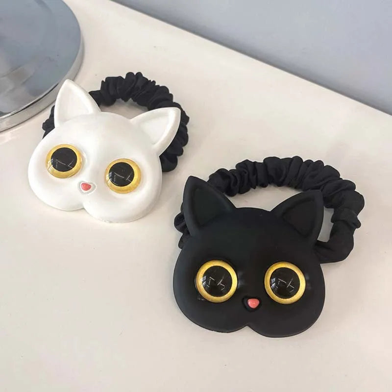 Faixa de Cabelo Infantil Elástica com Gato Fofo